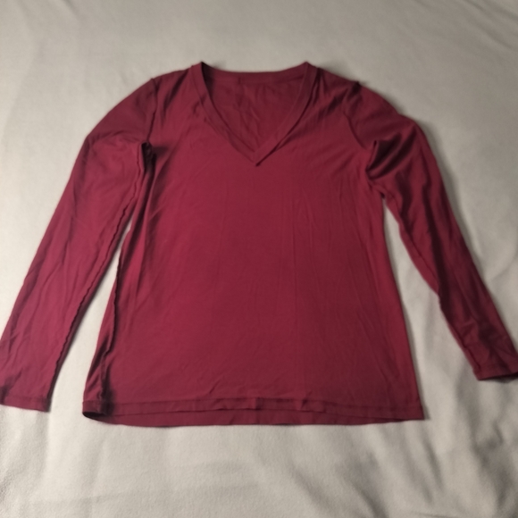 Lacoste Red Long Sleeve V-Neck Shirt - Picture 5 of 8